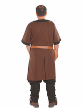 LOKI Cotton Brown/Black Tunic : Medieval Viking Renaissance Short Sleeve Cotton Tunic